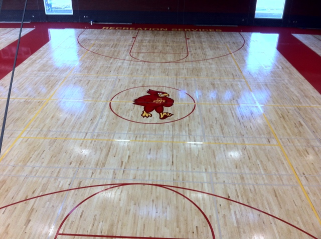 New logo on center court at State Gym
