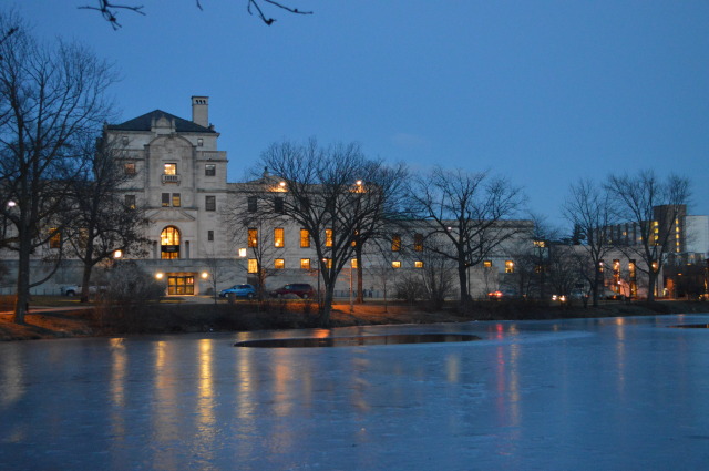 Memorial Union and Ice : Reflection of lights